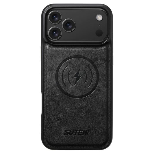 For iPhone 17 Pro Suteni G5 Cowhide Leather MagSafe Magnetic Phone Case(Black) - iPhone 17 Pro Cases by Suteni | Online Shopping UK | buy2fix
