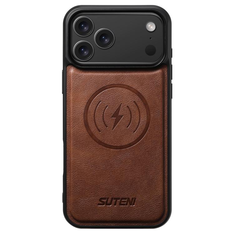 For iPhone 17 Pro Suteni G5 Cowhide Leather MagSafe Magnetic Phone Case(Brown) - iPhone 17 Pro Cases by Suteni | Online Shopping UK | buy2fix