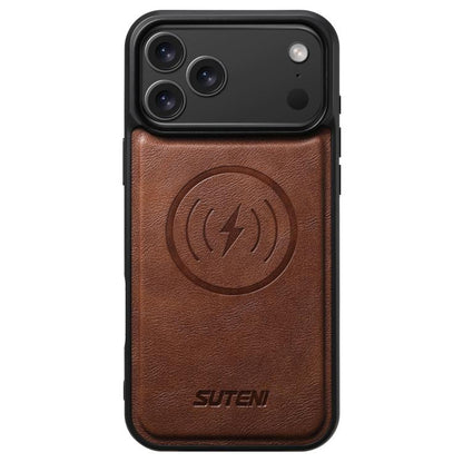 For iPhone 17 Pro Suteni G5 Cowhide Leather MagSafe Magnetic Phone Case(Brown) - iPhone 17 Pro Cases by Suteni | Online Shopping UK | buy2fix