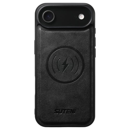 For iPhone Air Suteni G5 Cowhide Leather MagSafe Magnetic Phone Case(Black)