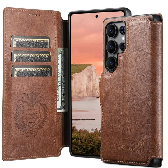 For Samsung Galaxy S25 Ultra 5G Suteni Q05 2-in-1 Multi-function Detachable Wallet MagSafe Phone Case(Brown)