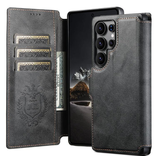 For Samsung Galaxy S22 Ultra 5G Suteni Q05 2-in-1 Multi-function Detachable Wallet MagSafe Phone Case(Black)
