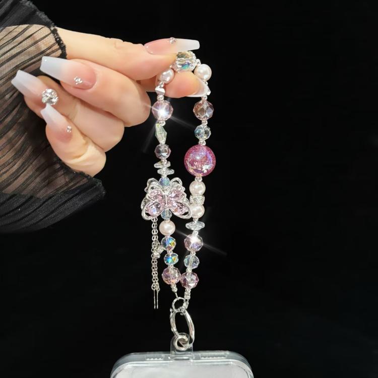 Alloy Rhinestone Butterfly Phone Chain(Blue) - Lanyards & Wrist Straps by buy2fix | Online Shopping UK | buy2fix