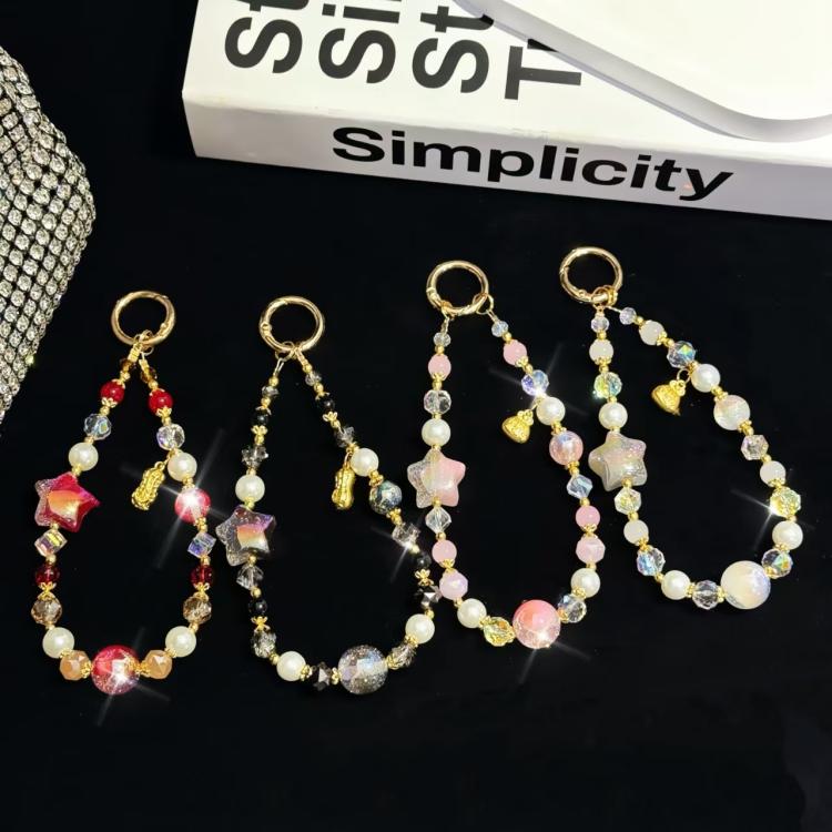 Starry Sky Beads Pentagram Mobile Phone Chain(red) - Lanyards & Wrist Straps by buy2fix | Online Shopping UK | buy2fix