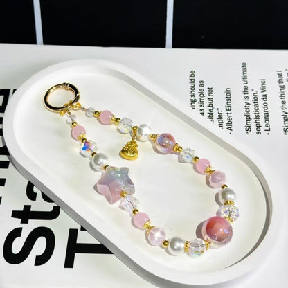 Starry Sky Beads Pentagram Mobile Phone Chain(red) - Lanyards & Wrist Straps by buy2fix | Online Shopping UK | buy2fix