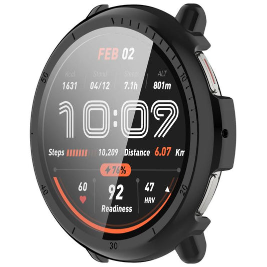 For Amazfit Active 2 A2437 Tempered Film Integrated PC Watch Protective Case(Black) - Watch Cases by buy2fix | Online Shopping UK | buy2fix