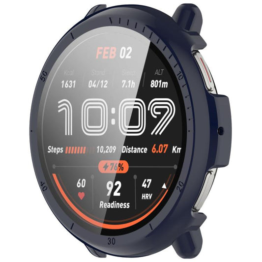 For Amazfit Active 2 A2437 Tempered Film Integrated PC Watch Protective Case(Ink Blue) - Watch Cases by buy2fix | Online Shopping UK | buy2fix