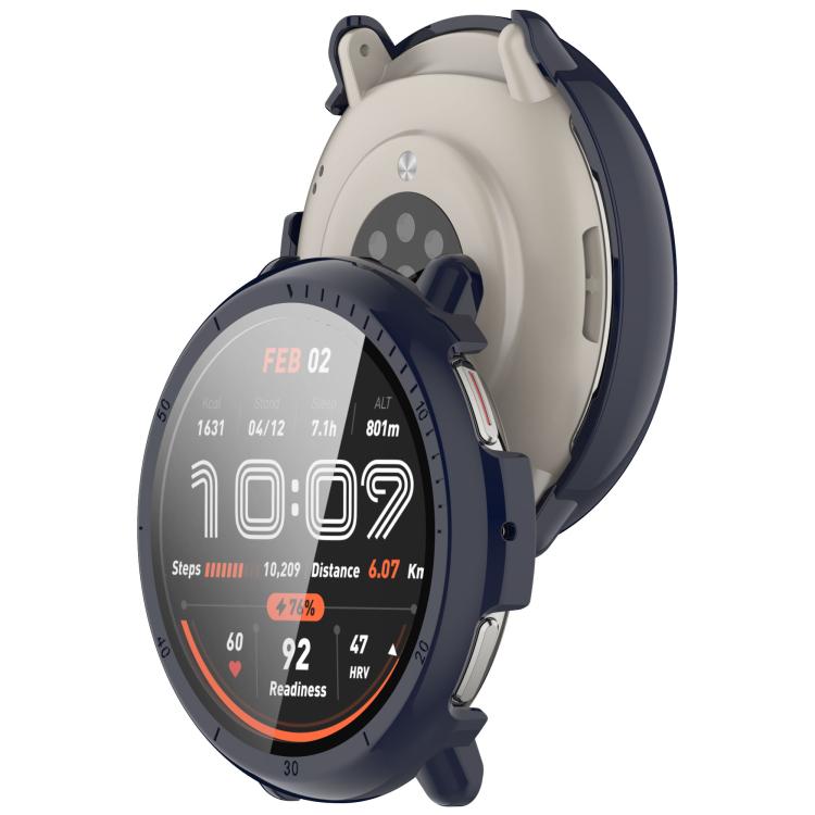 For Amazfit Active 2 A2437 Tempered Film Integrated PC Watch Protective Case(Ink Blue) - Watch Cases by buy2fix | Online Shopping UK | buy2fix
