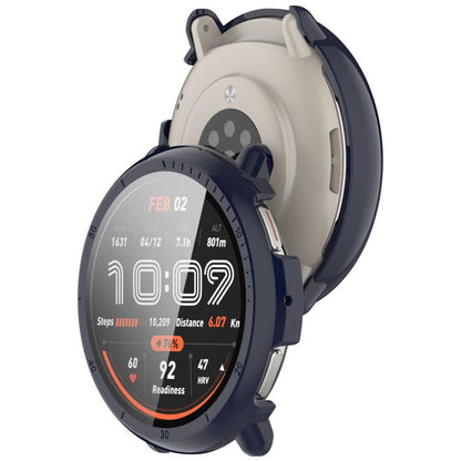 For Amazfit Active 2 A2437 Tempered Film Integrated PC Watch Protective Case(Ink Blue) - Watch Cases by buy2fix | Online Shopping UK | buy2fix