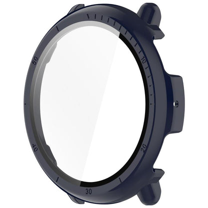 For Amazfit Active 2 A2437 Tempered Film Integrated PC Watch Protective Case(Ink Blue) - Watch Cases by buy2fix | Online Shopping UK | buy2fix