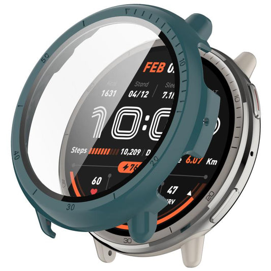For Amazfit Active 2 A2437 Tempered Film Integrated PC Watch Protective Case(Pine Green) - Watch Cases by buy2fix | Online Shopping UK | buy2fix
