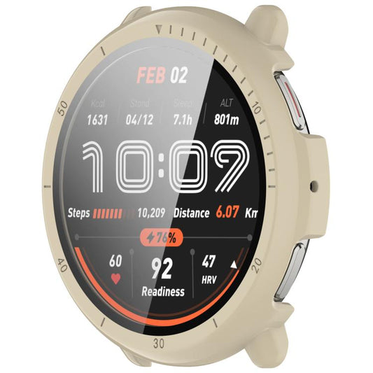 For Amazfit Active 2 A2437 Tempered Film Integrated PC Watch Protective Case(Ivory White) - Watch Cases by buy2fix | Online Shopping UK | buy2fix