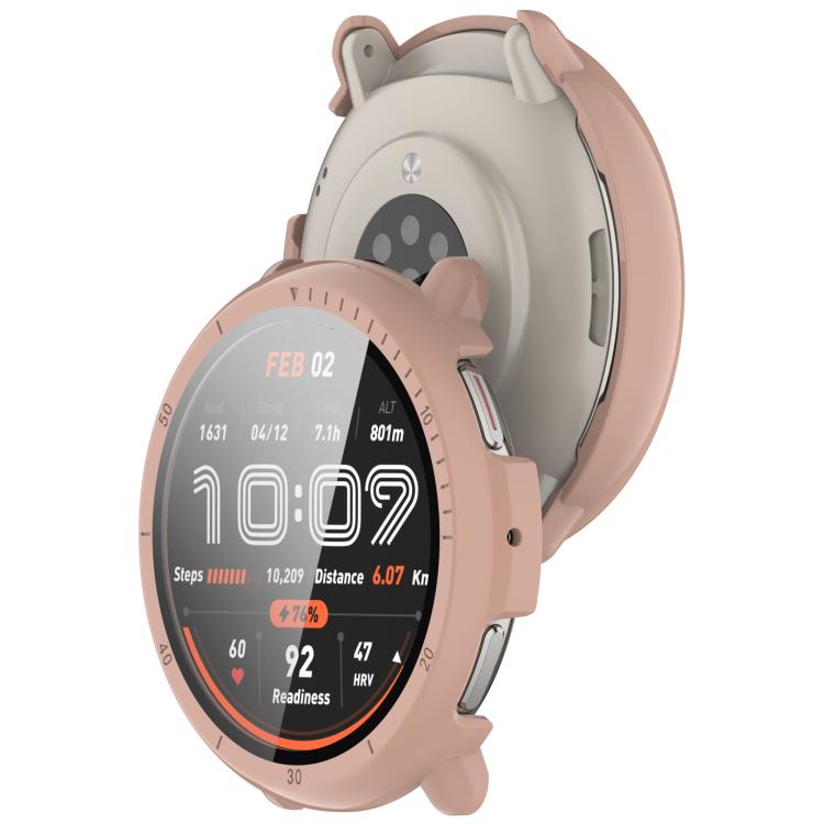 For Amazfit Active 2 A2437 Tempered Film Integrated PC Watch Protective Case(Cherry Pink) - Watch Cases by buy2fix | Online Shopping UK | buy2fix