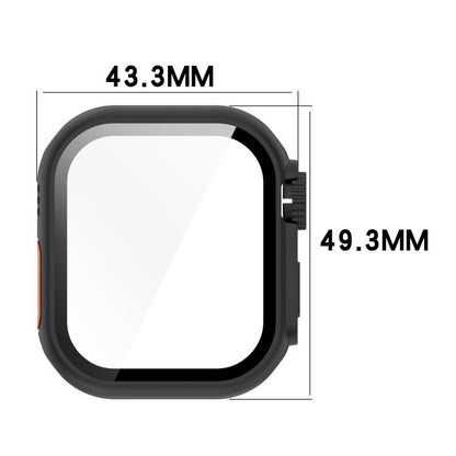 For Apple Watch Series 11 / 10 46mm Change to Ultra 49mm Tempered Film Integrated PC Button Watch Case(Black) - Watch Cases by buy2fix | Online Shopping UK | buy2fix