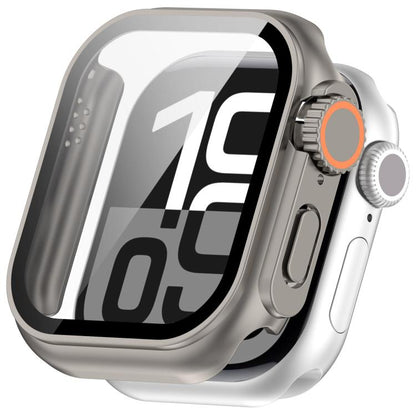 For Apple Watch Series 10 46mm Change to Ultra 49mm Tempered Film Integrated PC Button Watch Case(Titanium Steel Color) - Watch Cases by buy2fix | Online Shopping UK | buy2fix