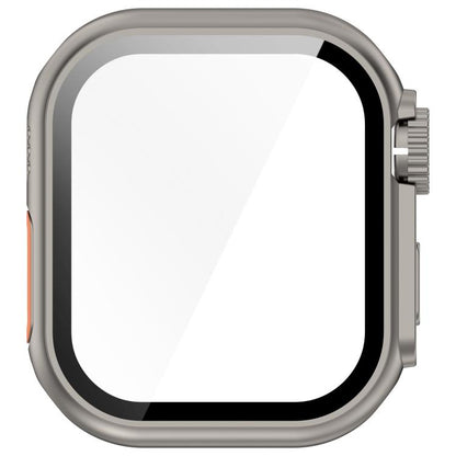 For Apple Watch Series 10 46mm Change to Ultra 49mm Tempered Film Integrated PC Button Watch Case(Titanium Steel Color) - Watch Cases by buy2fix | Online Shopping UK | buy2fix