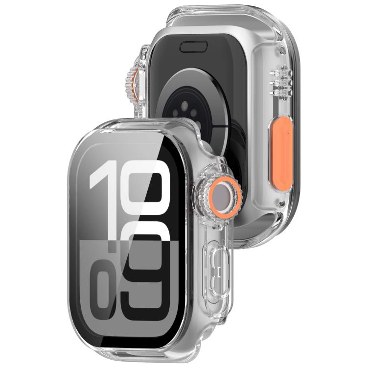 For Apple Watch Series 11 / 10 46mm Change to Ultra 49mm Tempered Film Integrated PC Button Watch Case(Transparent Color) - Watch Cases by buy2fix | Online Shopping UK | buy2fix