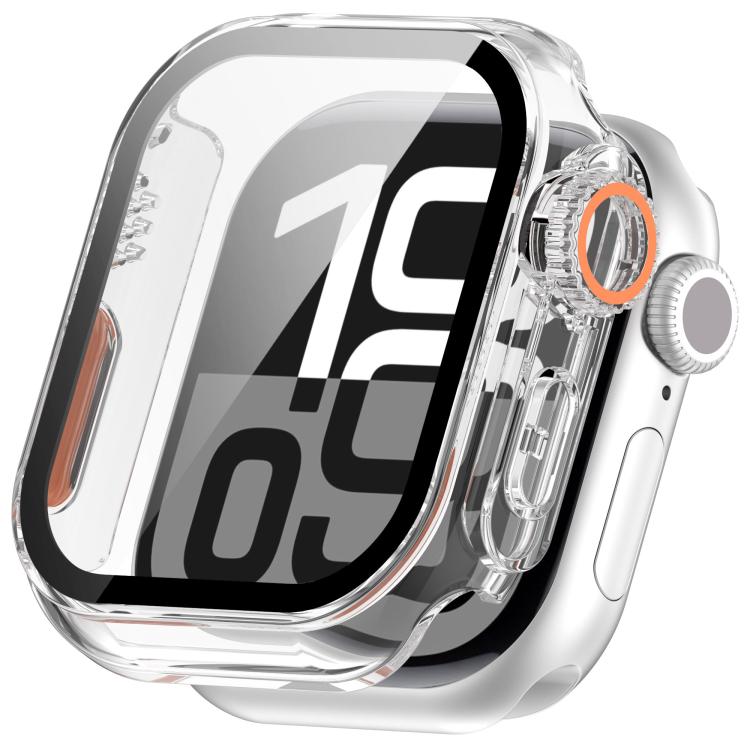 For Apple Watch Series 11 / 10 46mm Change to Ultra 49mm Tempered Film Integrated PC Button Watch Case(Transparent Color) - Watch Cases by buy2fix | Online Shopping UK | buy2fix