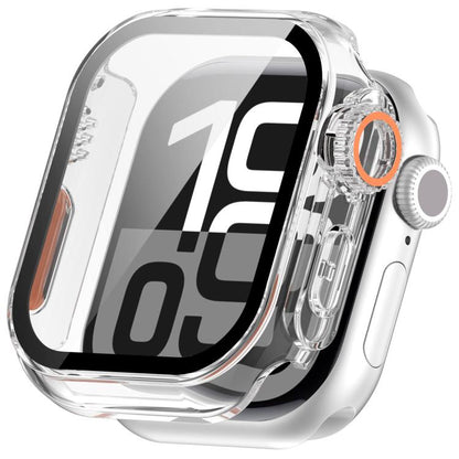 For Apple Watch Series 11 / 10 46mm Change to Ultra 49mm Tempered Film Integrated PC Button Watch Case(Transparent Color) - Watch Cases by buy2fix | Online Shopping UK | buy2fix