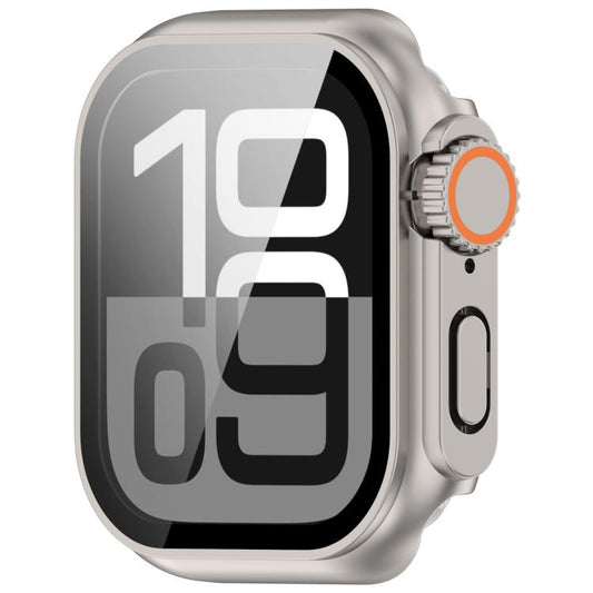 For Apple Watch Series 10 46mm Change to Ultra 49mm Tempered Film Integrated PC Button Watch Case(Starlight) - Watch Cases by buy2fix | Online Shopping UK | buy2fix