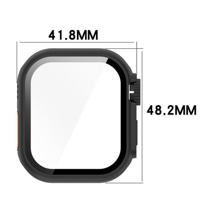 For Apple Watch Series 9/8/7 45mm Change to Ultra 49mm Tempered Film Integrated PC Button Watch Case(Transparent Color) - Watch Cases by buy2fix | Online Shopping UK | buy2fix