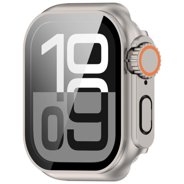 For Apple Watch Series 9/8/7 45mm Change to Ultra 49mm Tempered Film Integrated PC Button Watch Case(Starlight) - Watch Cases by buy2fix | Online Shopping UK | buy2fix