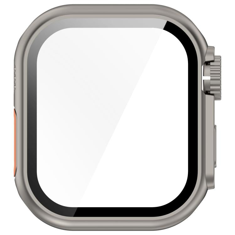 For Apple Watch Series 6/5/4/SE/SE2 44mm Change to Ultra 49mm Tempered Film Integrated PC Button Watch Case(Titanium Steel Color) - Watch Cases by buy2fix | Online Shopping UK | buy2fix