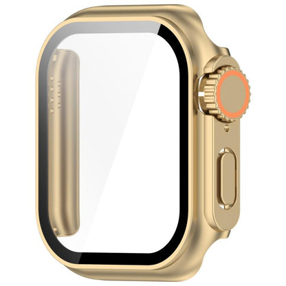 For Apple Watch Series 6/5/4/SE/SE2 44mm Change to Ultra 49mm Tempered Film Integrated PC Button Watch Case(Champagne Gold) - Watch Cases by buy2fix | Online Shopping UK | buy2fix