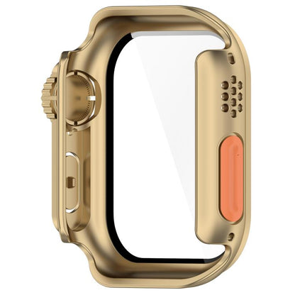 For Apple Watch Series 6/5/4/SE/SE2 44mm Change to Ultra 49mm Tempered Film Integrated PC Button Watch Case(Champagne Gold) - Watch Cases by buy2fix | Online Shopping UK | buy2fix