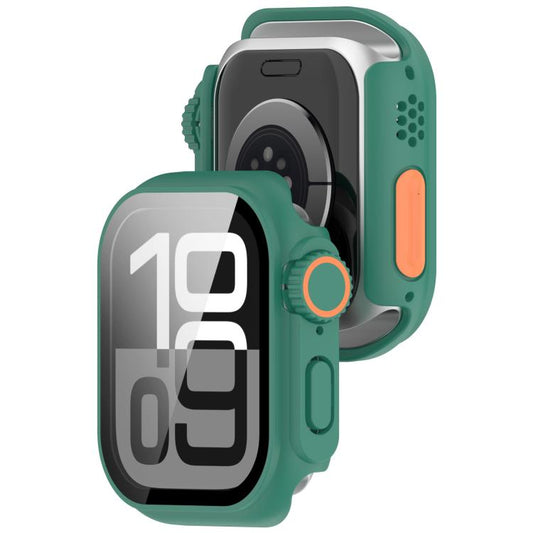 For Apple Watch Series 9/8/7 41mm Change to Ultra 49mm Tempered Film Integrated PC Button Watch Case(Green) - Watch Cases by buy2fix | Online Shopping UK | buy2fix