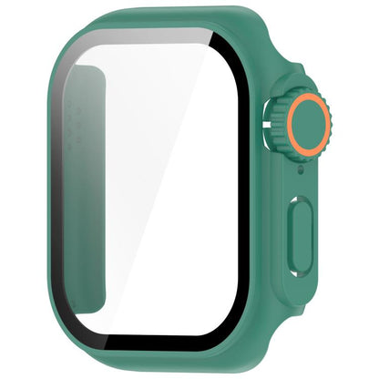 For Apple Watch Series 9/8/7 41mm Change to Ultra 49mm Tempered Film Integrated PC Button Watch Case(Green) - Watch Cases by buy2fix | Online Shopping UK | buy2fix