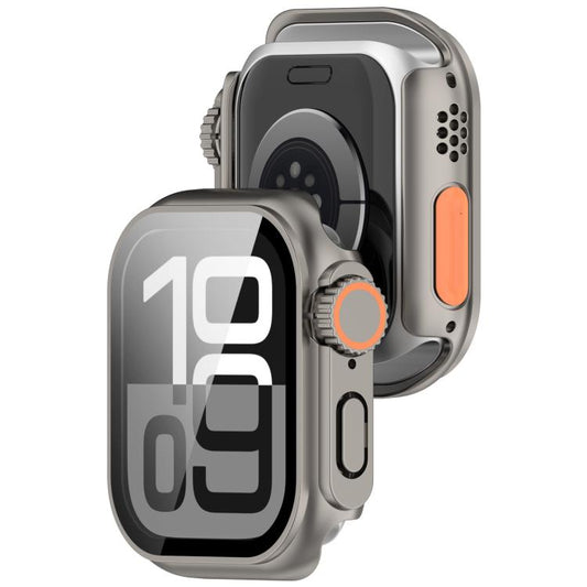 For Apple Watch Series 6 / 5 / 4 & SE 40mm Change to Ultra 49mm Tempered Film Integrated PC Button Watch Case(Titanium Steel Color) - Watch Cases by buy2fix | Online Shopping UK | buy2fix