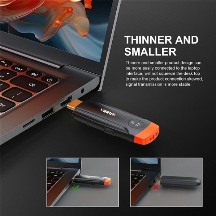 VRRIIS 093 High Definition Extension Video Transmitter Receiver Wireless HDMI Extender(Black+Orange) - Adapter by buy2fix | Online Shopping UK | buy2fix