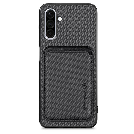 For Samsung Galaxy A56 5G Carbon Fiber Leather Card Magsafe Phone Case(Black)