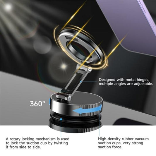 K11 Desktop Car Metal Cellphone Holder Foldable Vacuum Magnetic Phone Stand(Silver) - Universal Car Holders by buy2fix | Online Shopping UK | buy2fix