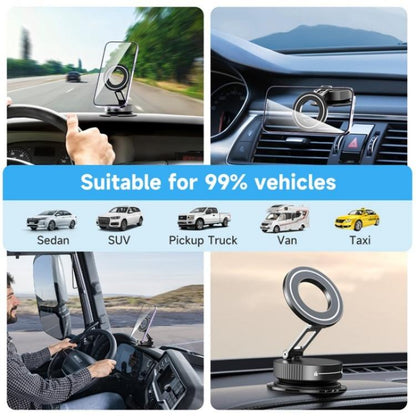 K11 Desktop Car Metal Cellphone Holder Foldable Vacuum Magnetic Phone Stand(Black) - Universal Car Holders by buy2fix | Online Shopping UK | buy2fix