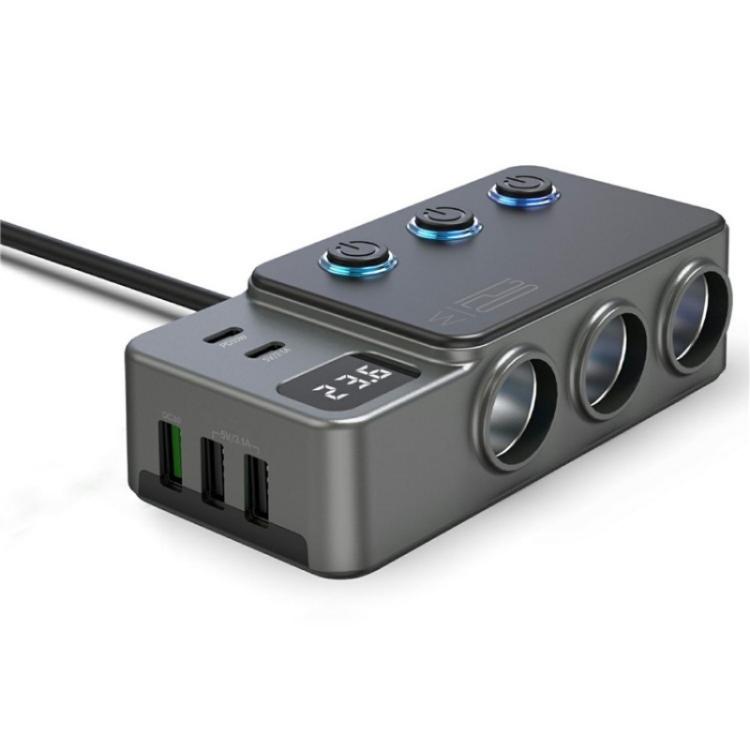 GC06 Voltage Display Cigarette Lighter Adapter Car Charger High Power Fast Charging - Cigar Socket by buy2fix | Online Shopping UK | buy2fix