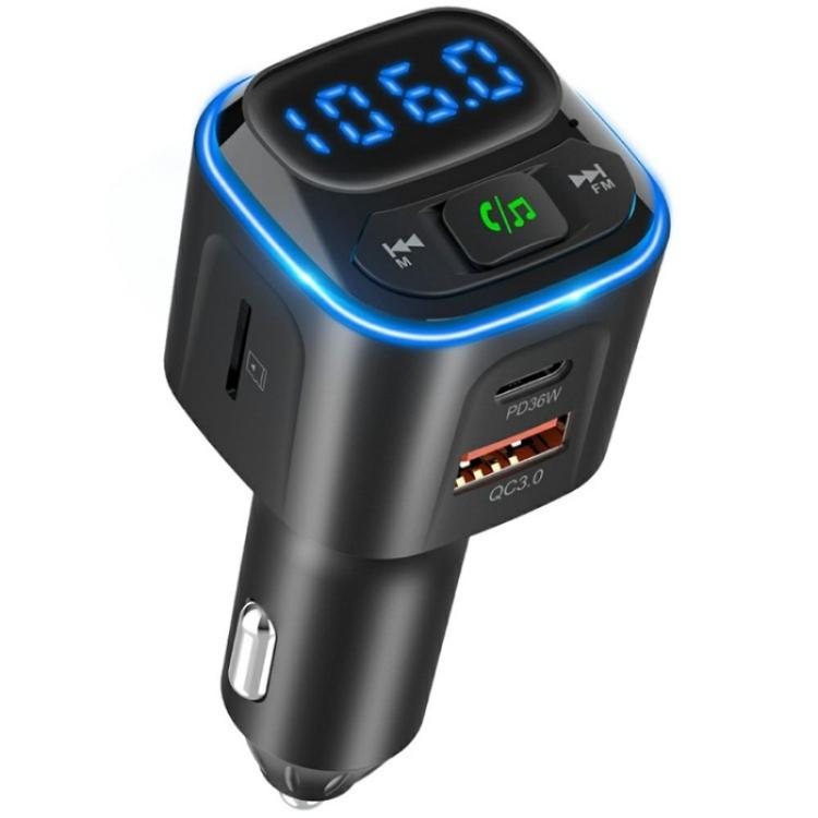 BC80 Hands-Free Calling Voltage Display Adapter Car Charger Bluetooth-Compatible MP3 Player - Bluetooth Car Kits by buy2fix | Online Shopping UK | buy2fix