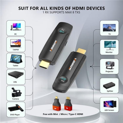 VRRIIS 094 100m HD Video Transmitter Receiver Wireless HDMI Extender 1080P - Adapter by buy2fix | Online Shopping UK | buy2fix