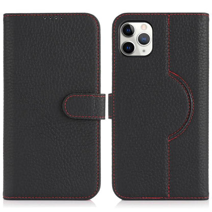 For iPhone 11 Pro Max Genuine Leather Card Wallet MagSafe Phone Case(Litchi Black) - iPhone 11 Pro Max Cases by buy2fix | Online Shopping UK | buy2fix