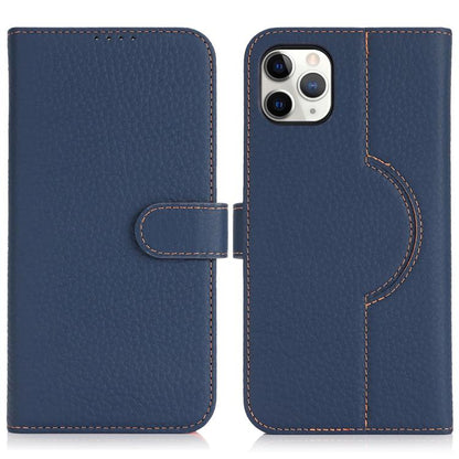 For iPhone 11 Pro Max Genuine Leather Card Wallet MagSafe Phone Case(Litchi Dark Blue) - iPhone 11 Pro Max Cases by buy2fix | Online Shopping UK | buy2fix