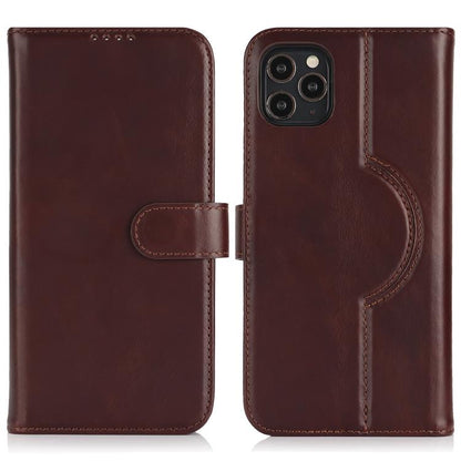 For iPhone 12 / 12 Pro Genuine Leather Card Wallet MagSafe Phone Case(Dark Brown) - iPhone 12 / 12 Pro Cases by buy2fix | Online Shopping UK | buy2fix