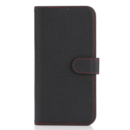 For iPhone 12 / 12 Pro Genuine Leather Card Wallet MagSafe Phone Case(Litchi Black) - iPhone 12 / 12 Pro Cases by buy2fix | Online Shopping UK | buy2fix