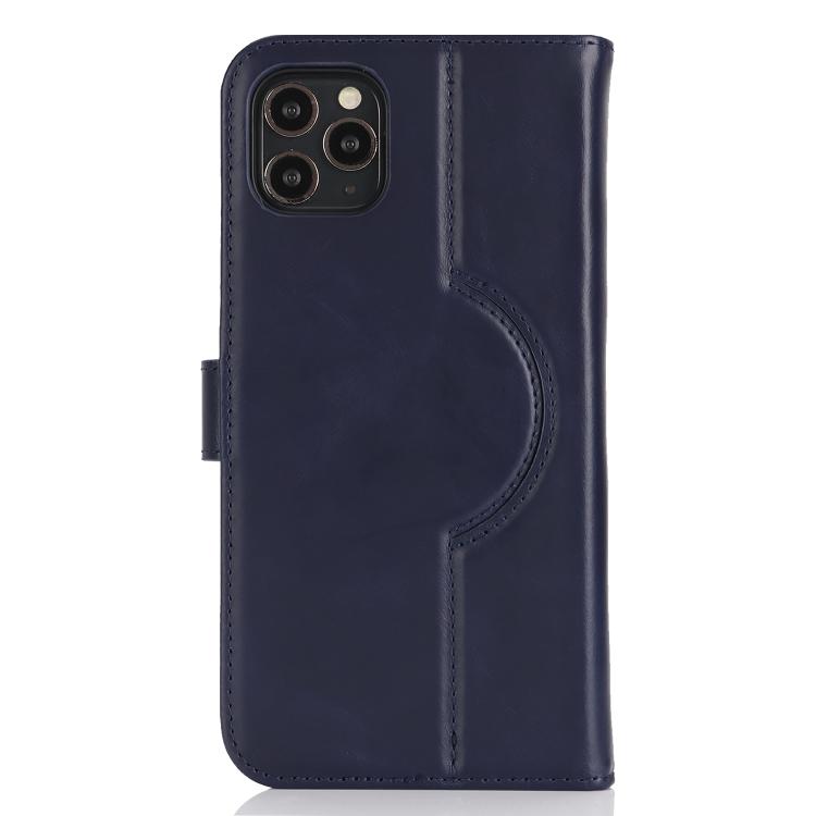 ForiPhone 13 Pro Max / 12 Pro Max Genuine Leather Card Wallet MagSafe Phone Case(Dark Blue) - iPhone 13 Pro Max Cases by buy2fix | Online Shopping UK | buy2fix