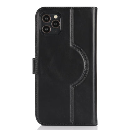 For iPhone 16 Pro Max Genuine Leather Card Wallet MagSafe Phone Case(Black) - iPhone 16 Pro Max Cases by buy2fix | Online Shopping UK | buy2fix