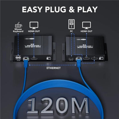 D5-2/D6-2 Video Audio Transmitter Receiver HDMI KVM Extender 4K HDMI to RJ45 LAN Extender, Plug:EU Plug - Adapter by buy2fix | Online Shopping UK | buy2fix