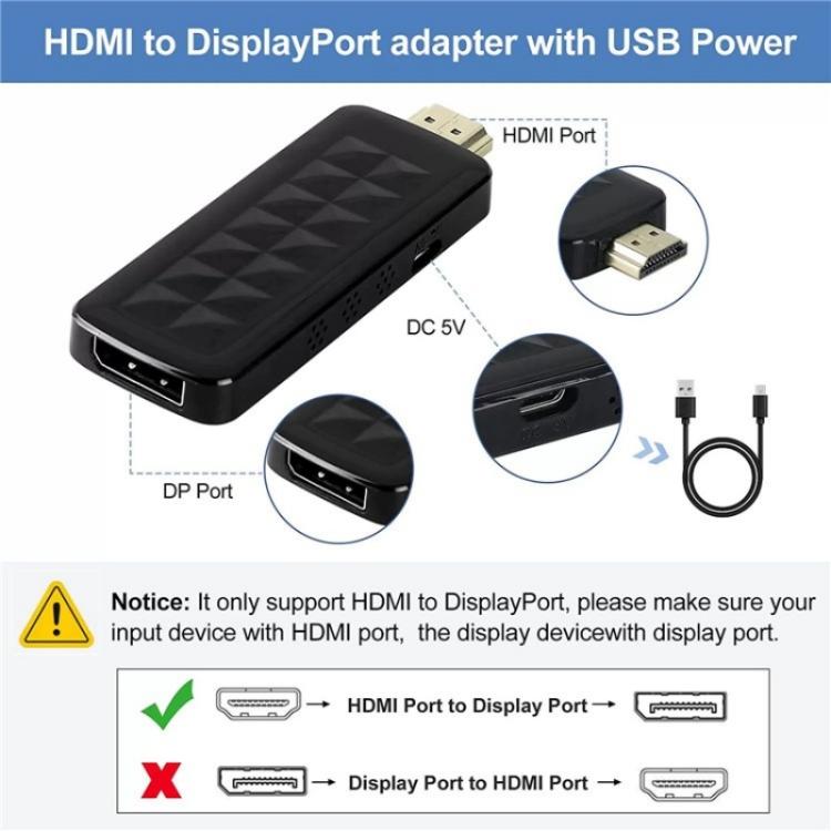 HD2 Video Streaming Gaming HDMI 2.0b to DisplayPort 1.4 Adapter 4K 60Hz/HDCP 2.3 Converter - Converter by buy2fix | Online Shopping UK | buy2fix