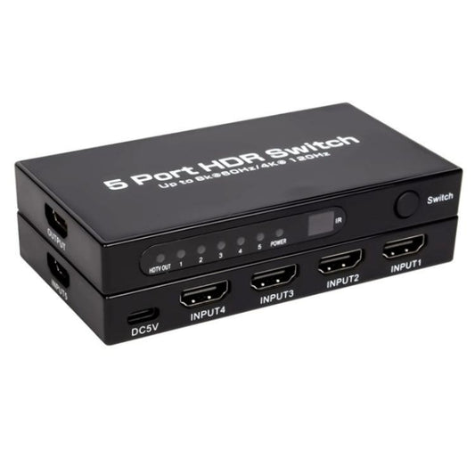 Q8-5 For Home Theater / Office HDMI 2.1 5x1 Switch 8K 60Hz Gaming Video Switcher  Control, Plug:US Plug - Switch by buy2fix | Online Shopping UK | buy2fix