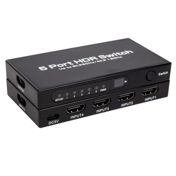Q8-5 For Home Theater / Office HDMI 2.1 5x1 Switch 8K 60Hz Gaming Video Switcher  Control, Plug:EU Plug - Switch by buy2fix | Online Shopping UK | buy2fix