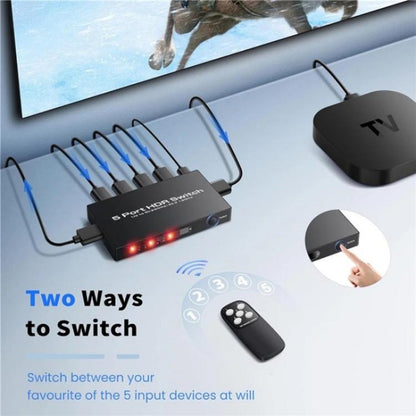 Q8-5 For Home Theater / Office HDMI 2.1 5x1 Switch 8K 60Hz Gaming Video Switcher  Control, Plug:EU Plug - Switch by buy2fix | Online Shopping UK | buy2fix